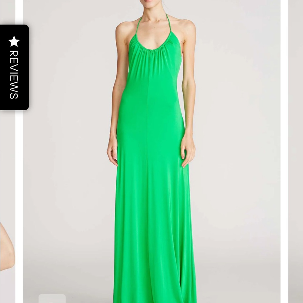 Halston Heritage Green Halter Maxi Dress